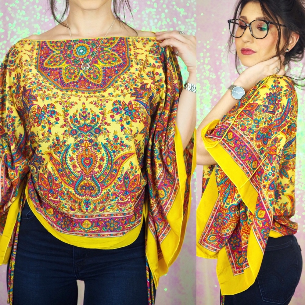 100% SILK Kimono Mandala Pattern Top